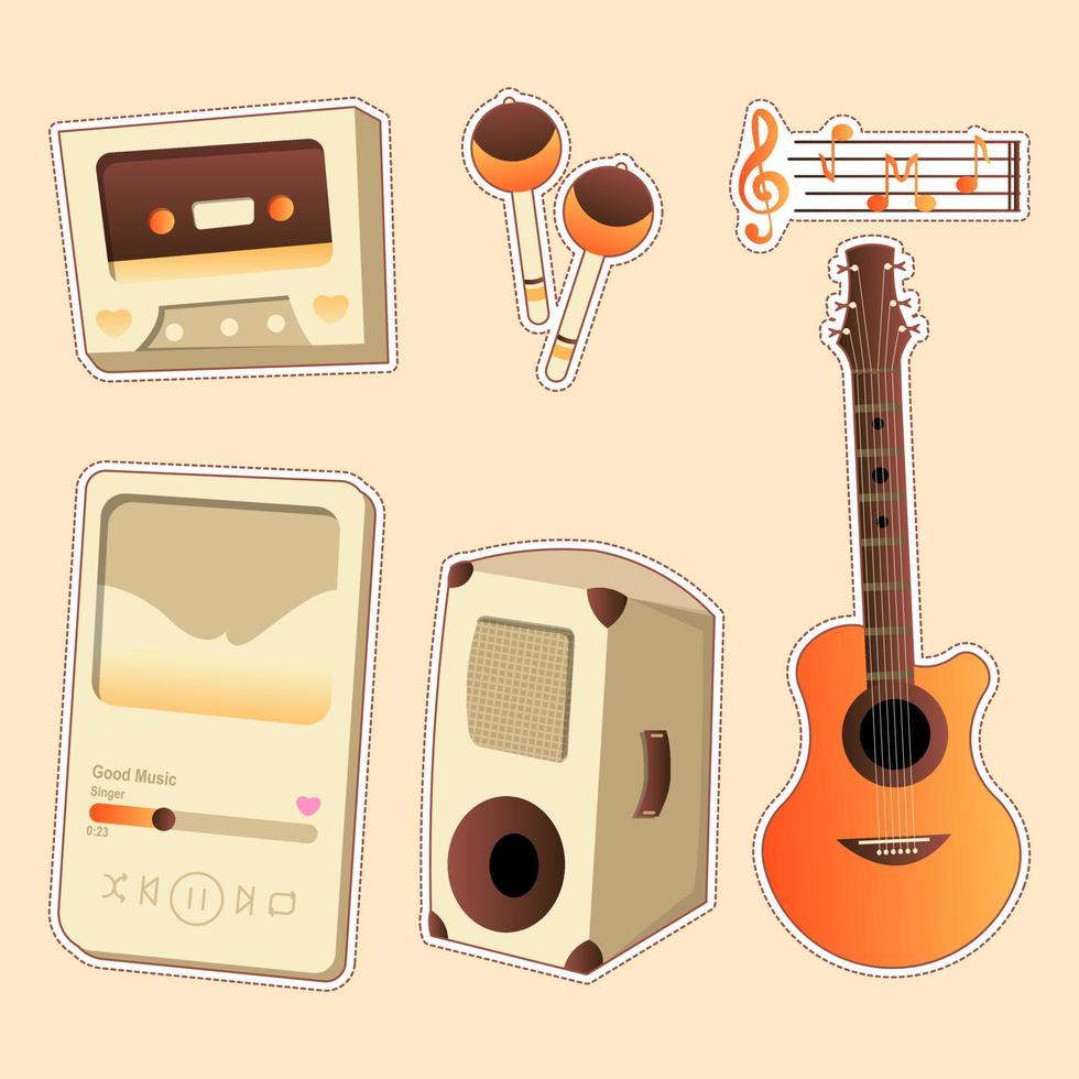 conjunto de dibujos animados de instrumentos musicales de música vector