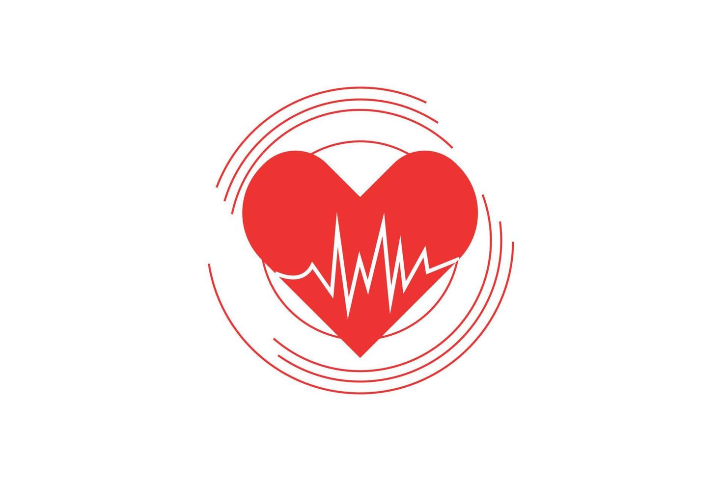 Red heart with heartbeat line medical background design. vector