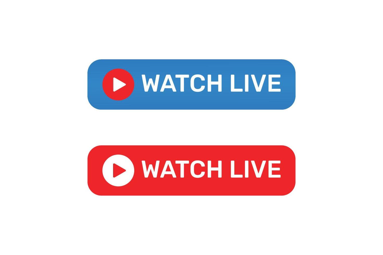 Watch live button with flat design. vector