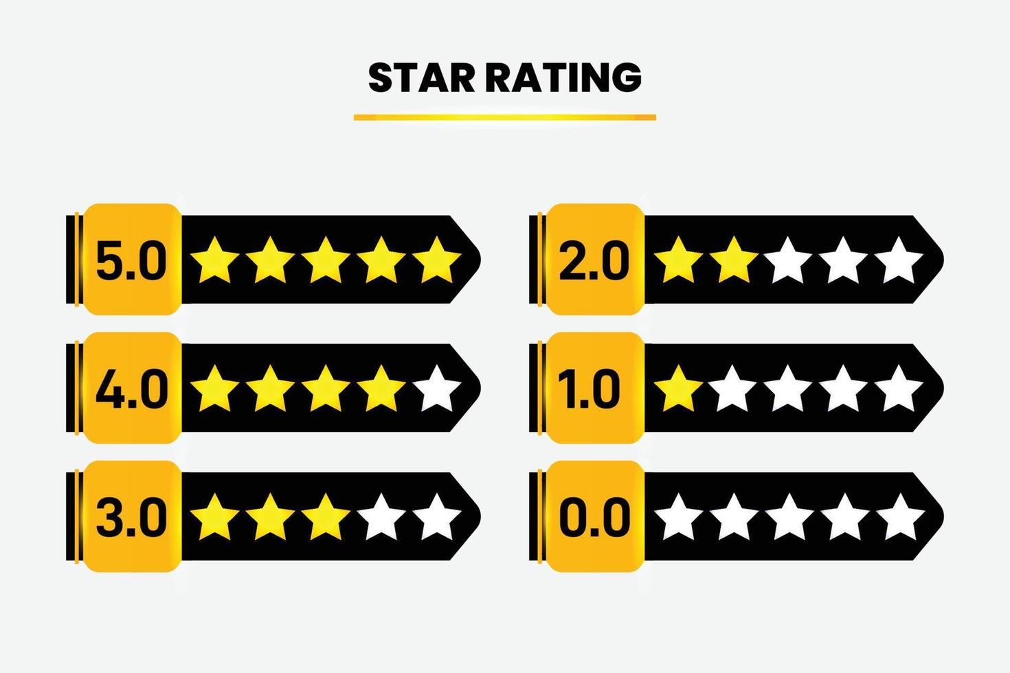 Star rating Set design black and yellow color vector
