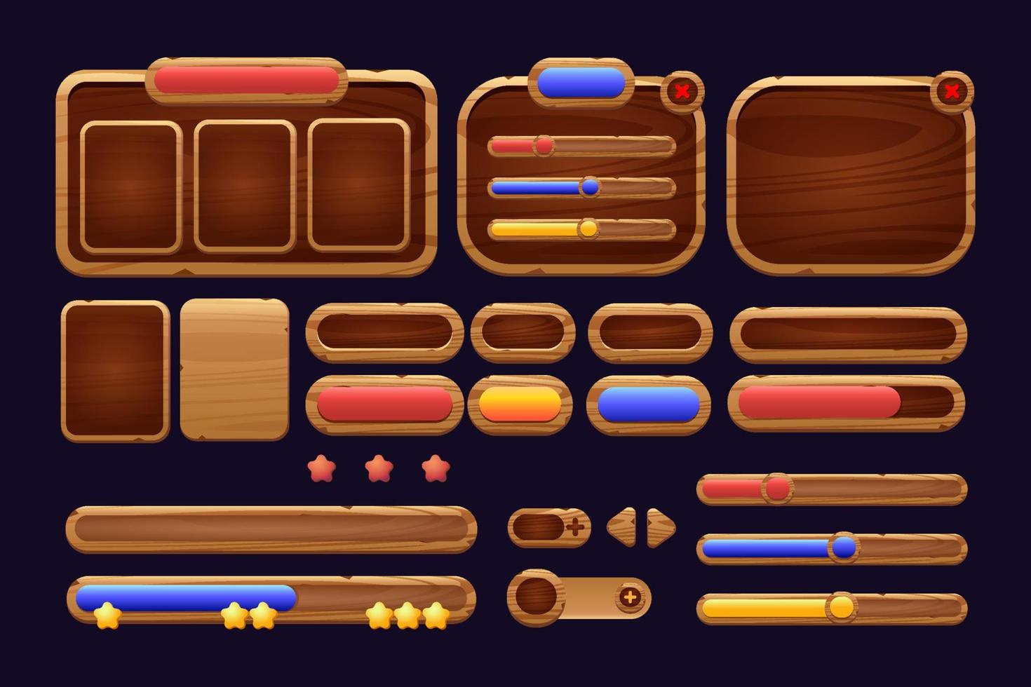 Wooden buttons for ui game, gui – MasterBundles