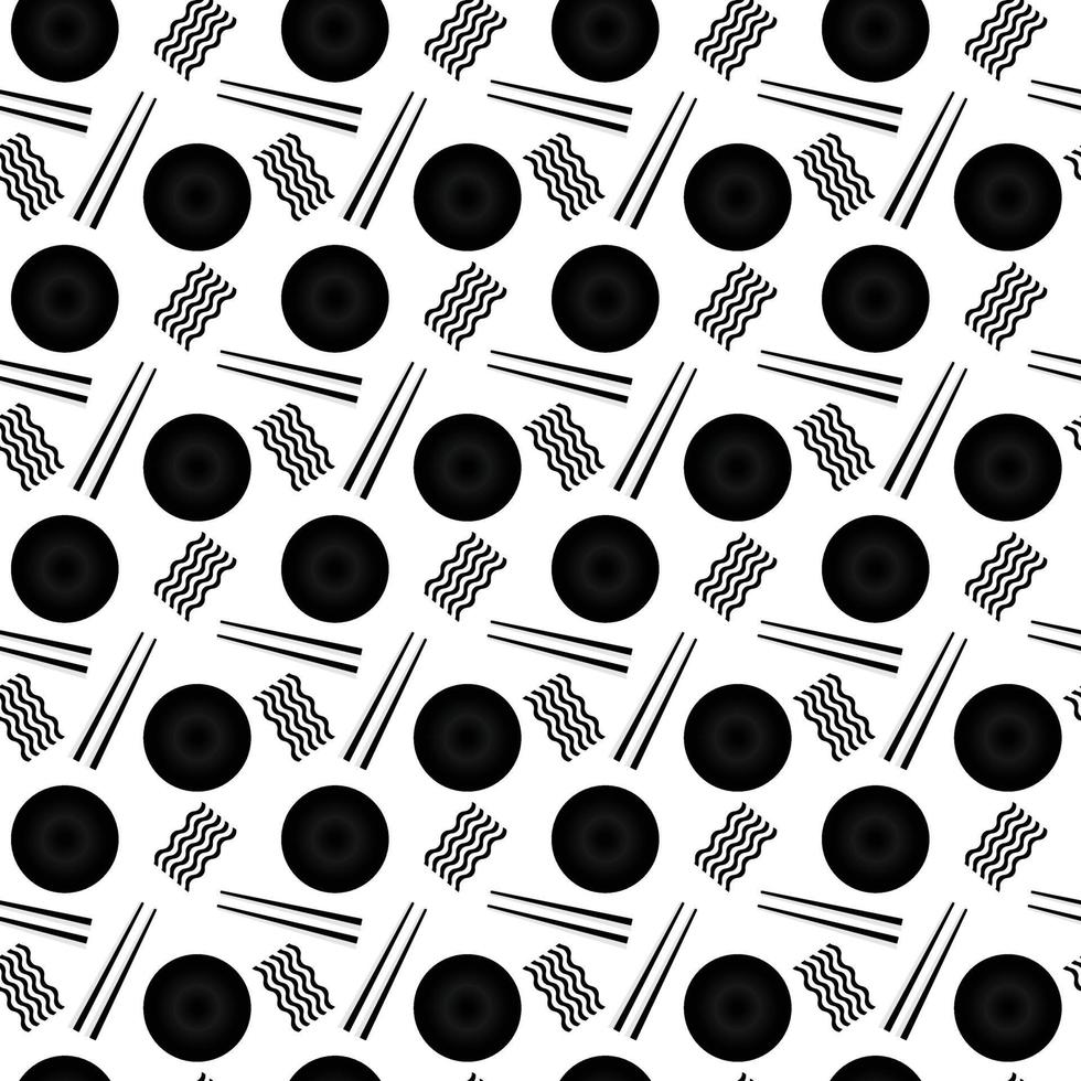 Ramen noodle soup bowl with chopsticks  seamless pattern flat vector icon for food apps and websites