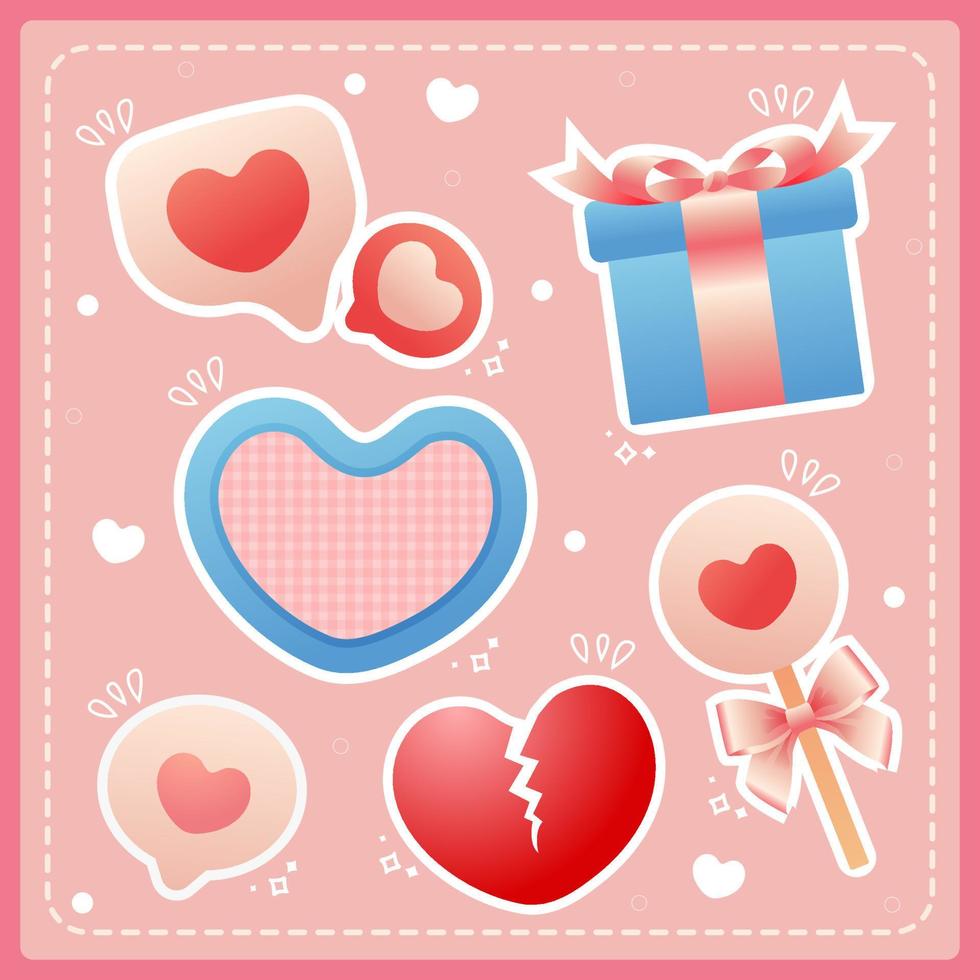 cute hand draw valentine's day element, romantic love background vector