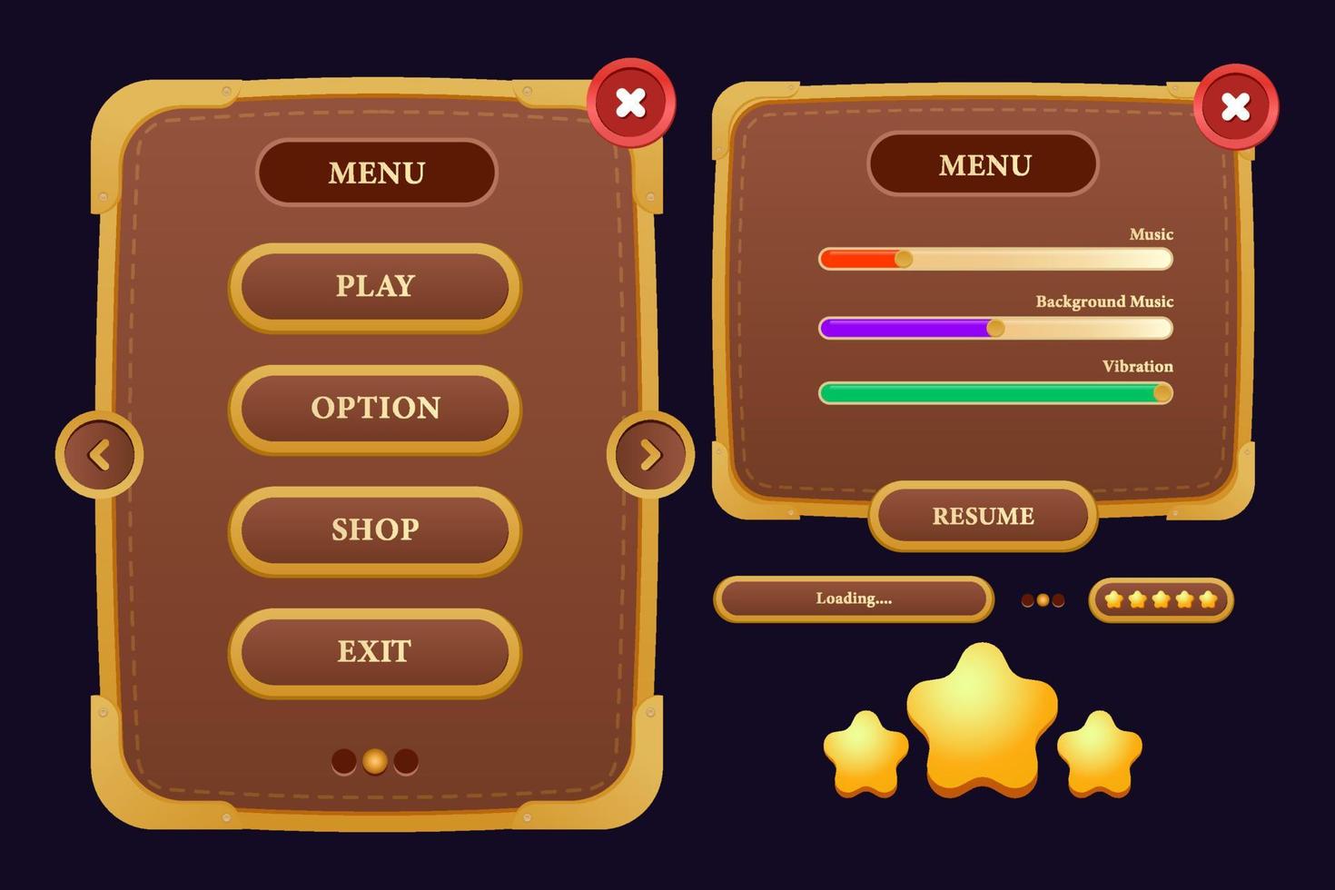 Game asset UI design cartoon element with elegant and colorful vector