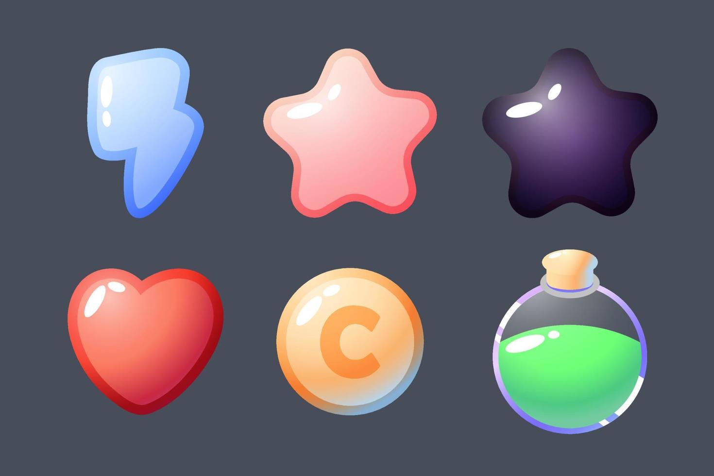 iconos del kit de interfaz de usuario del juego estrellas menús de cintas de colores y barras de estado para juegos web o de teléfonos inteligentes en línea vector