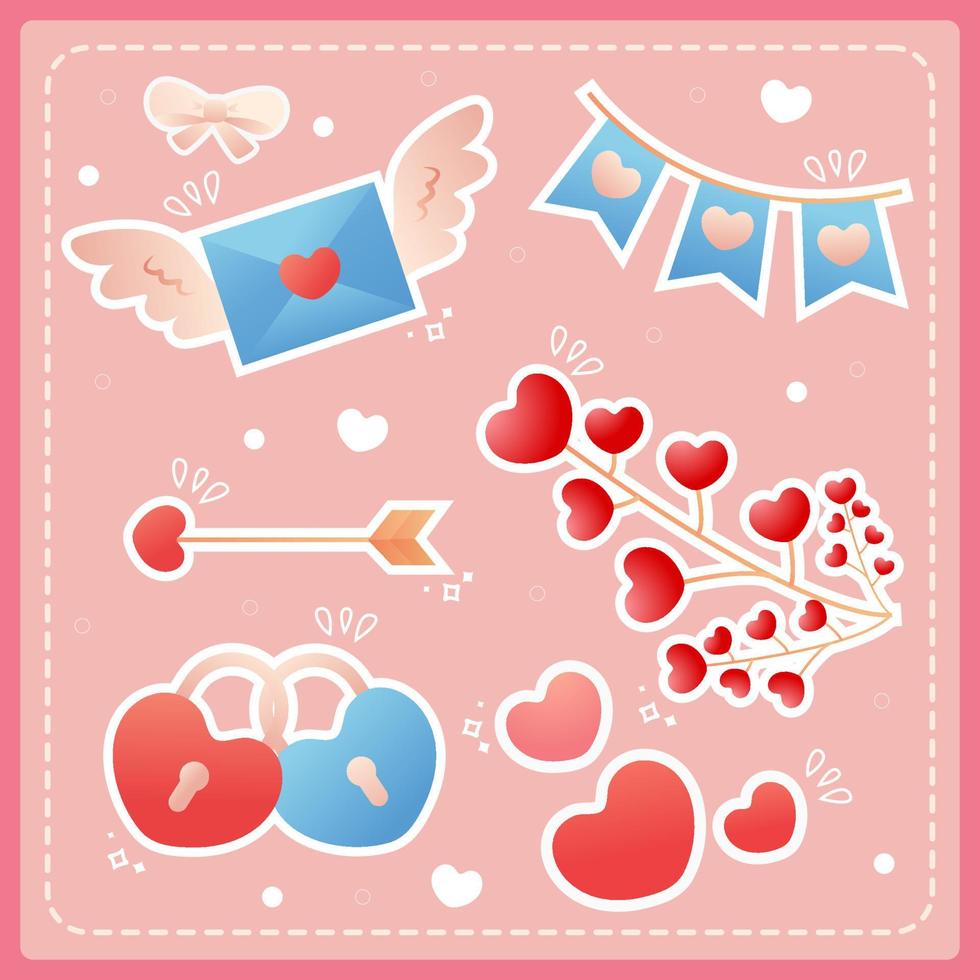 cute hand draw valentine's day element, romantic love background vector