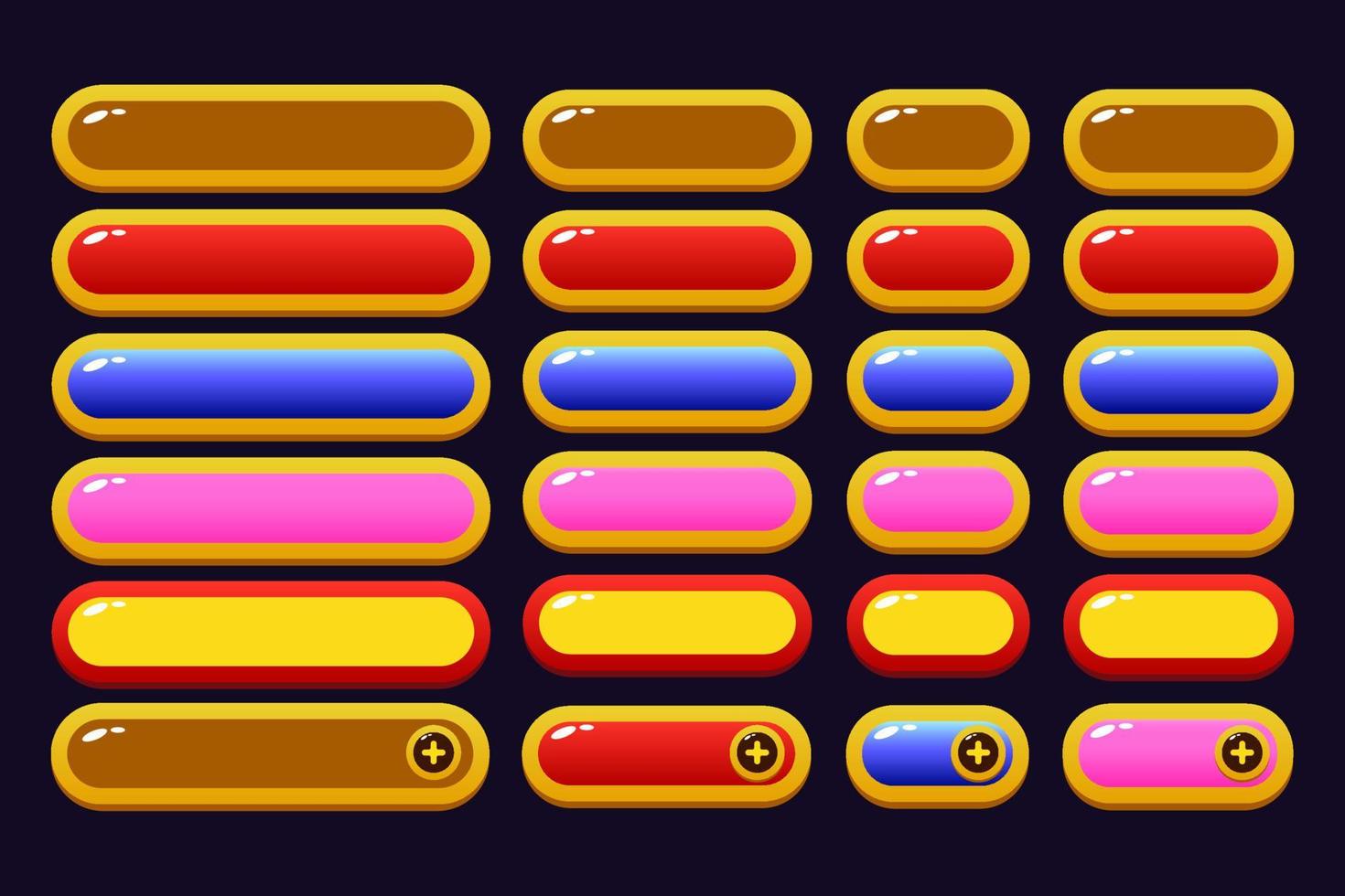 diseño para un conjunto completo de elementos y ventanas de iconos emergentes del juego de botones de nivel vector