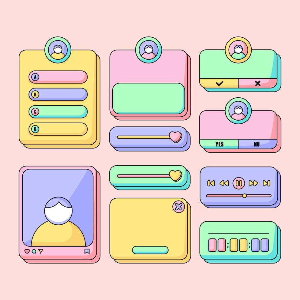 cute social media message cartoon illustration set vector