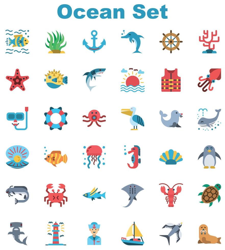 ocean icon set vector