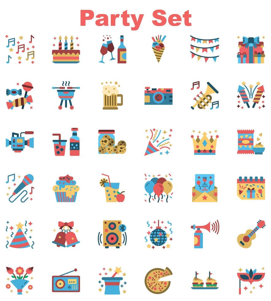 Party icon set vector