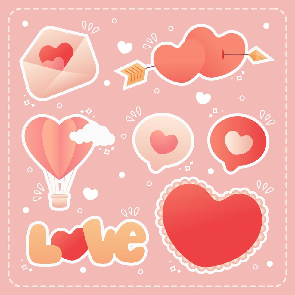 cute hand draw valentine's day element, romantic love background vector