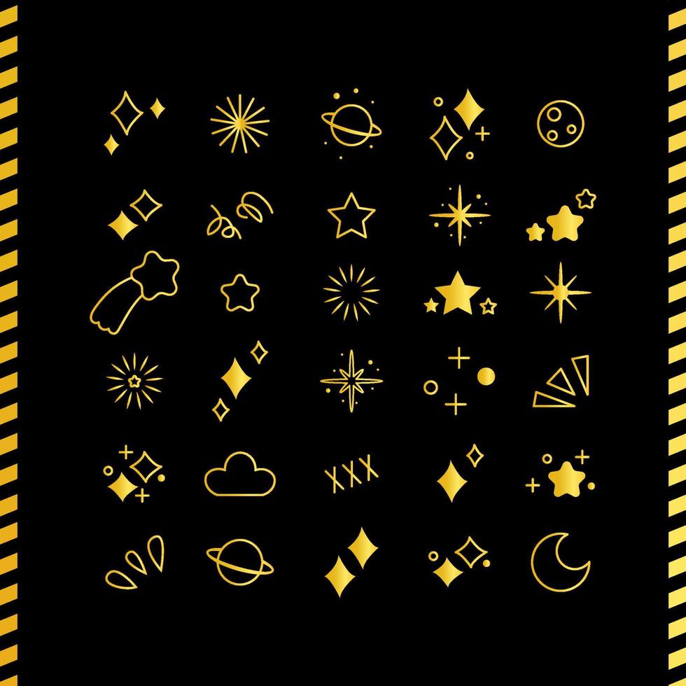 Hand drawn sparkling stars collection vector