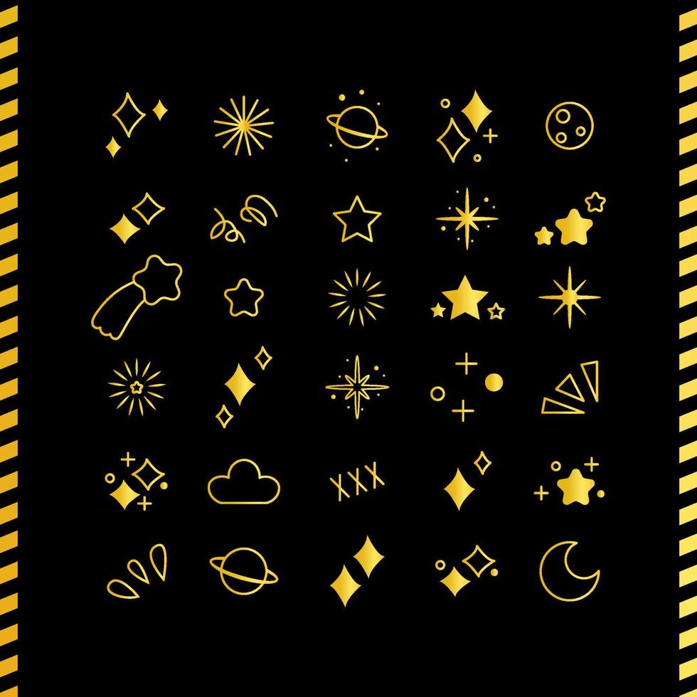 colección de estrellas brillantes dibujadas a mano vector