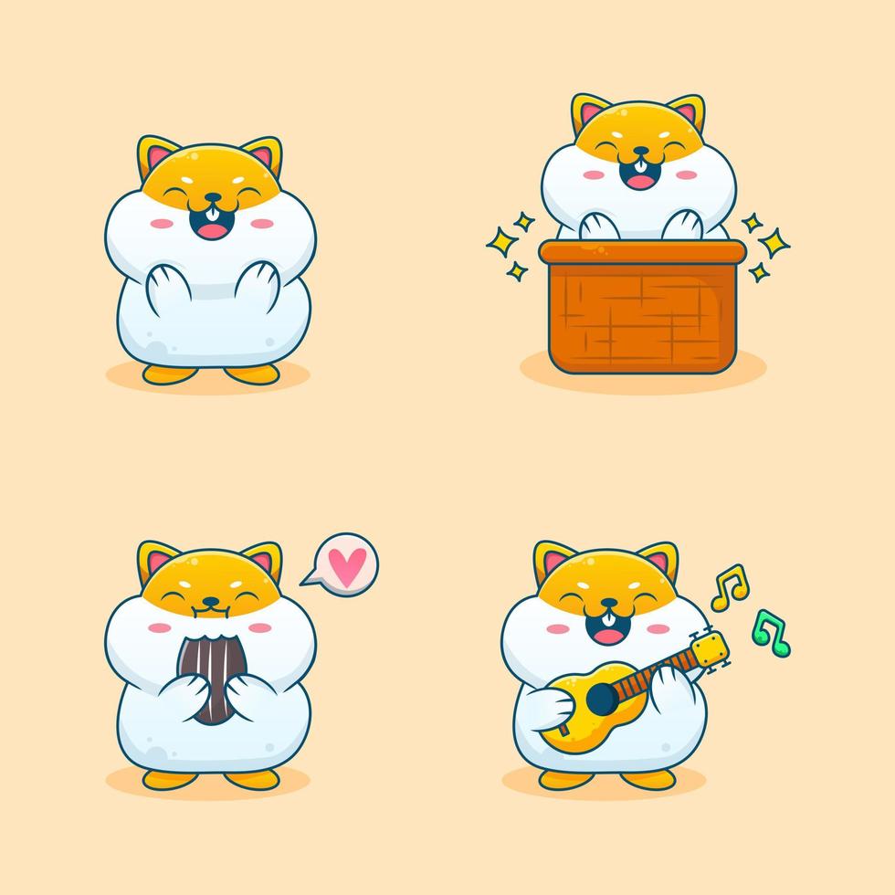 cute hamster cartoon set vector