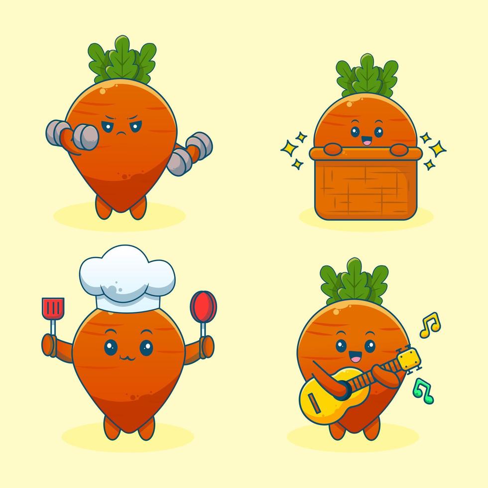 cute carrot cartoon set vector