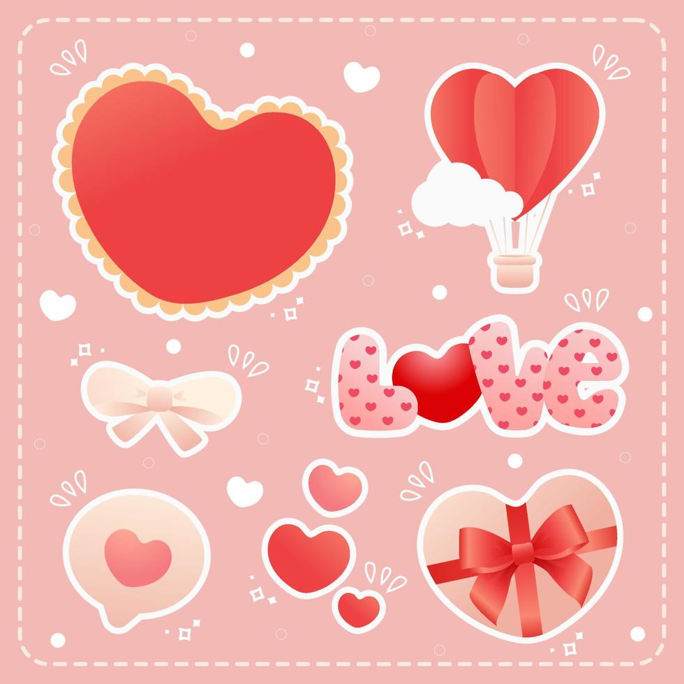 cute hand draw valentine's day element, romantic love background vector