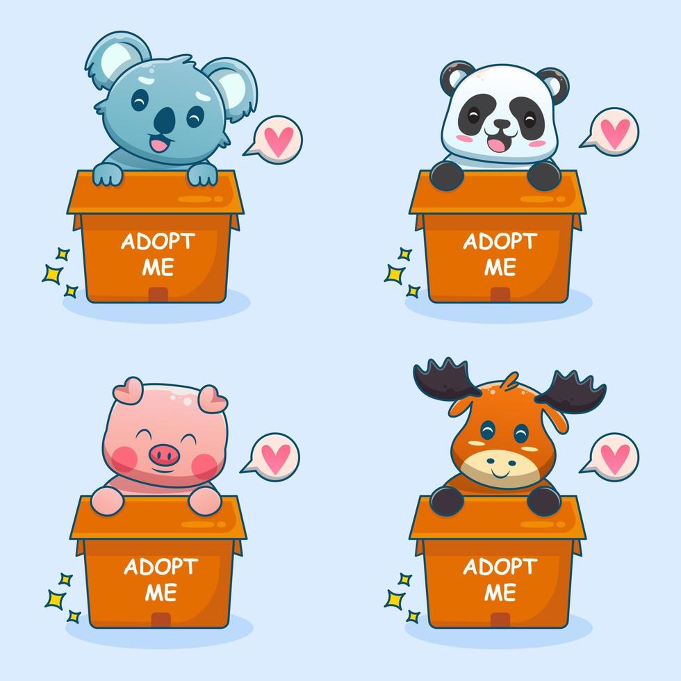cute adopt me pet cartoon set vector
