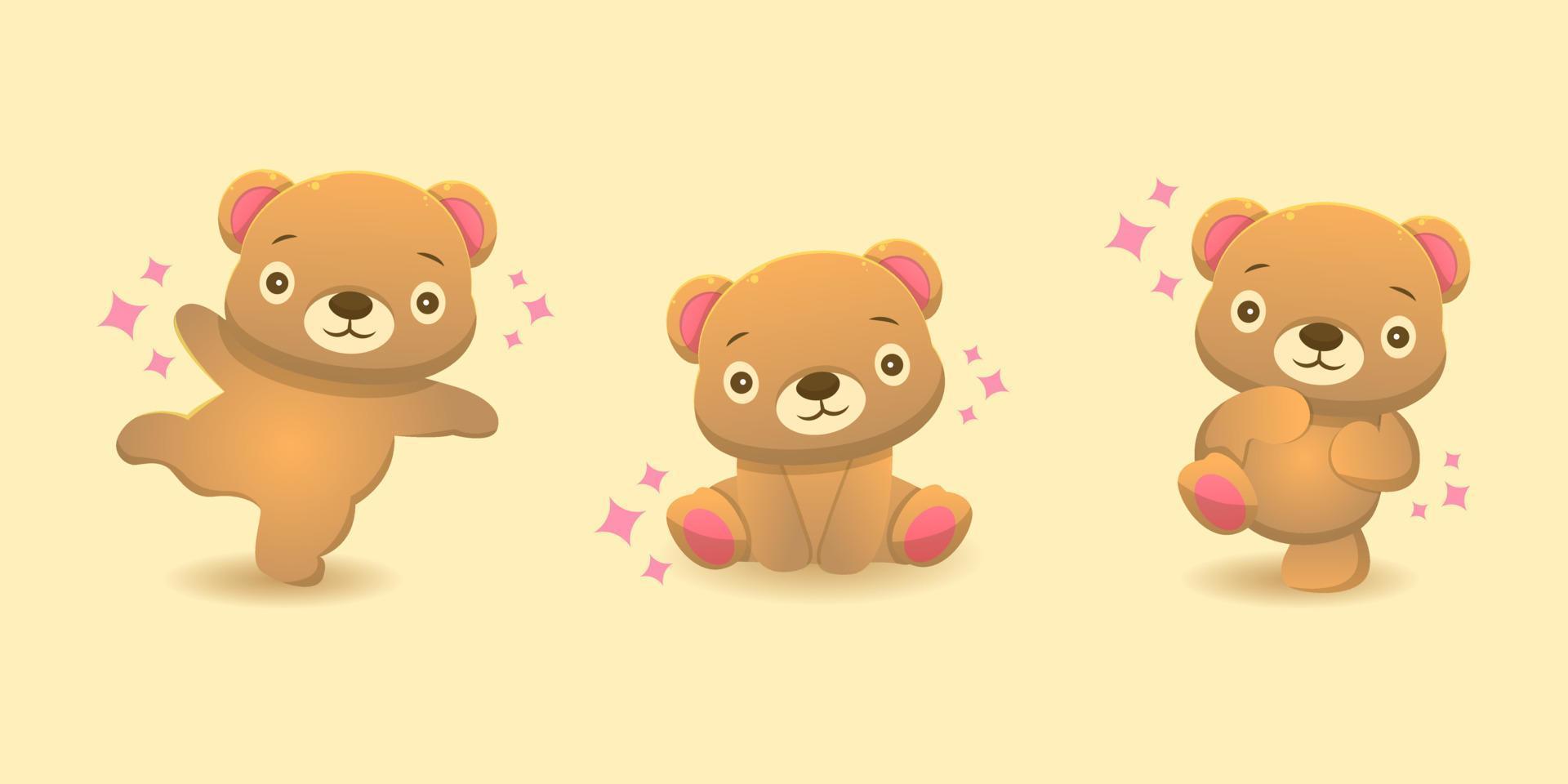 Cute bear sticker cartoon vector