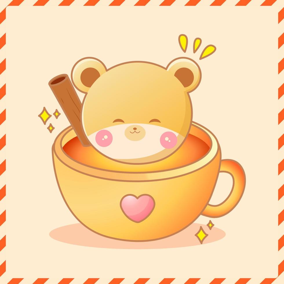 Cute bear sticker cartoon vector