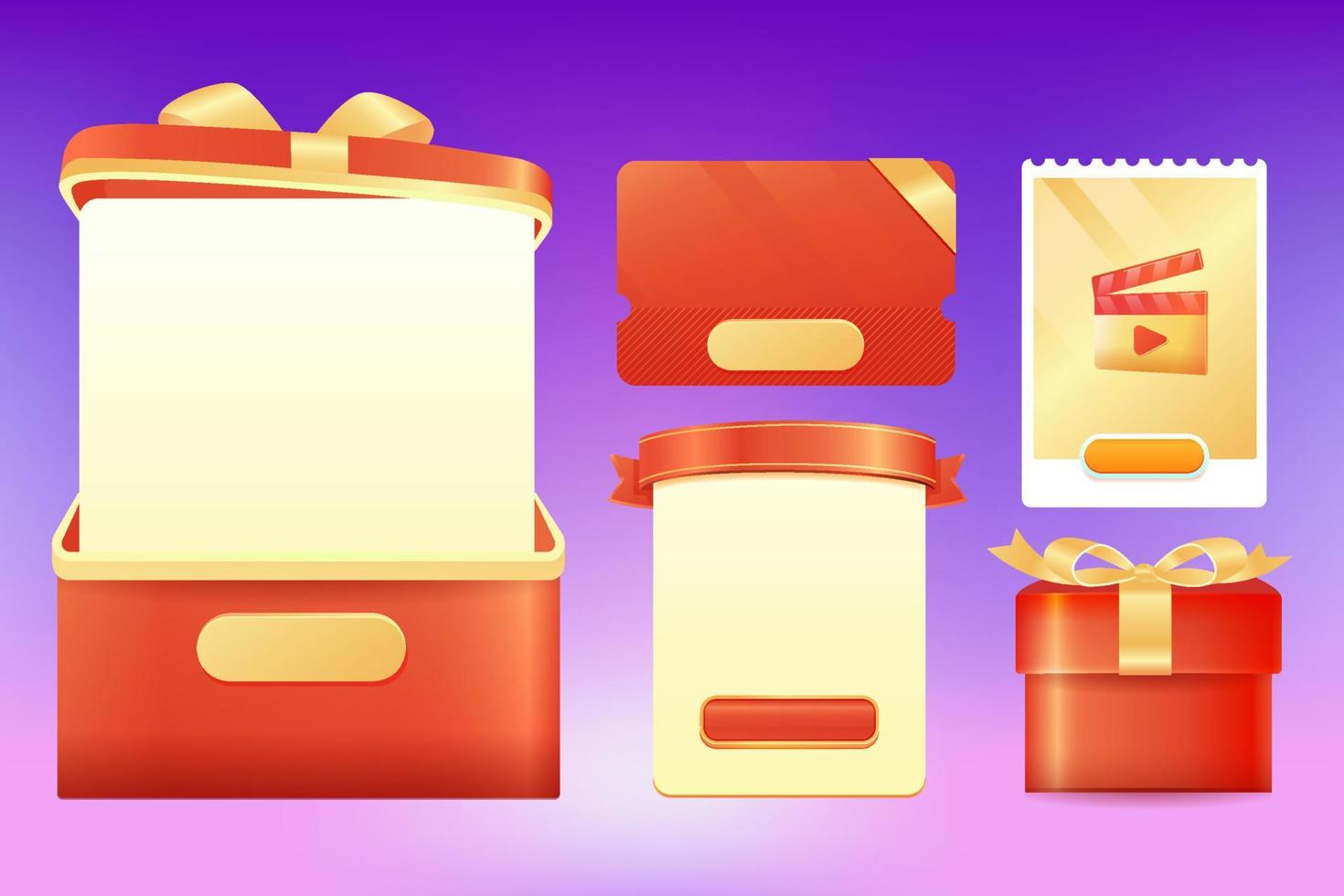 Surprise gift box with ribbon open gift box isolated voucher discount gift menu interface game UI vector