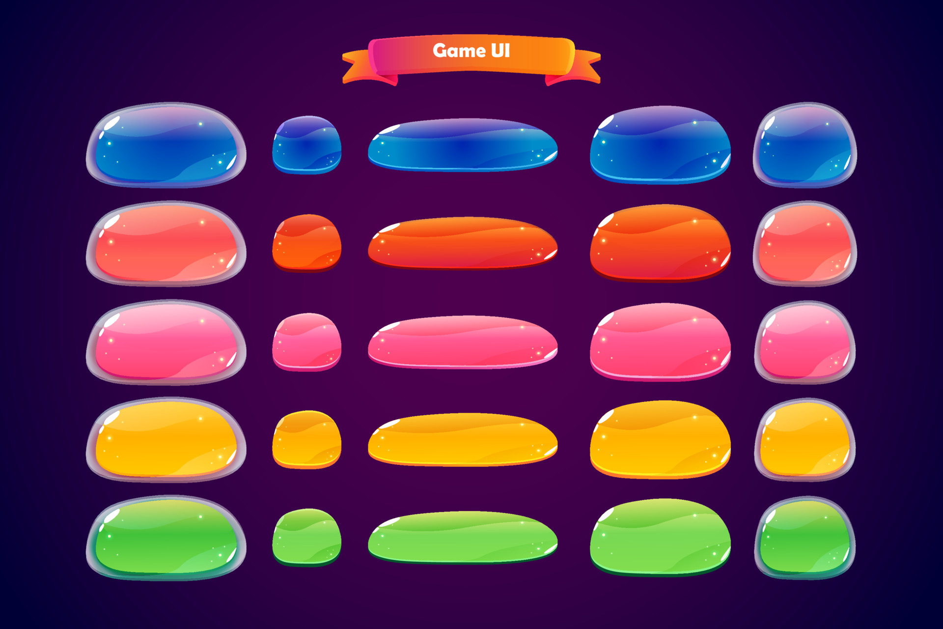 Free Vector  Complete set of menu button game pop-up, icon