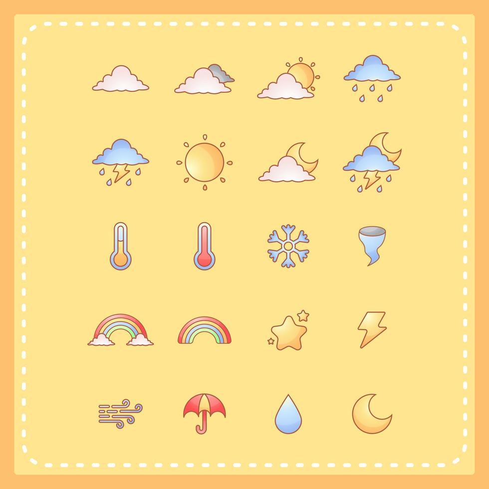 cute weather cartoon illustration set vector