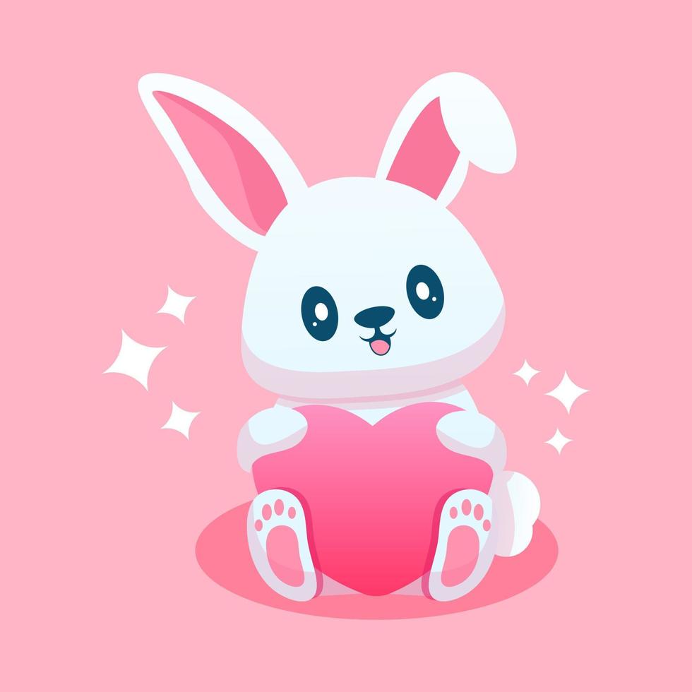 cute rabbit cartoon with love vector