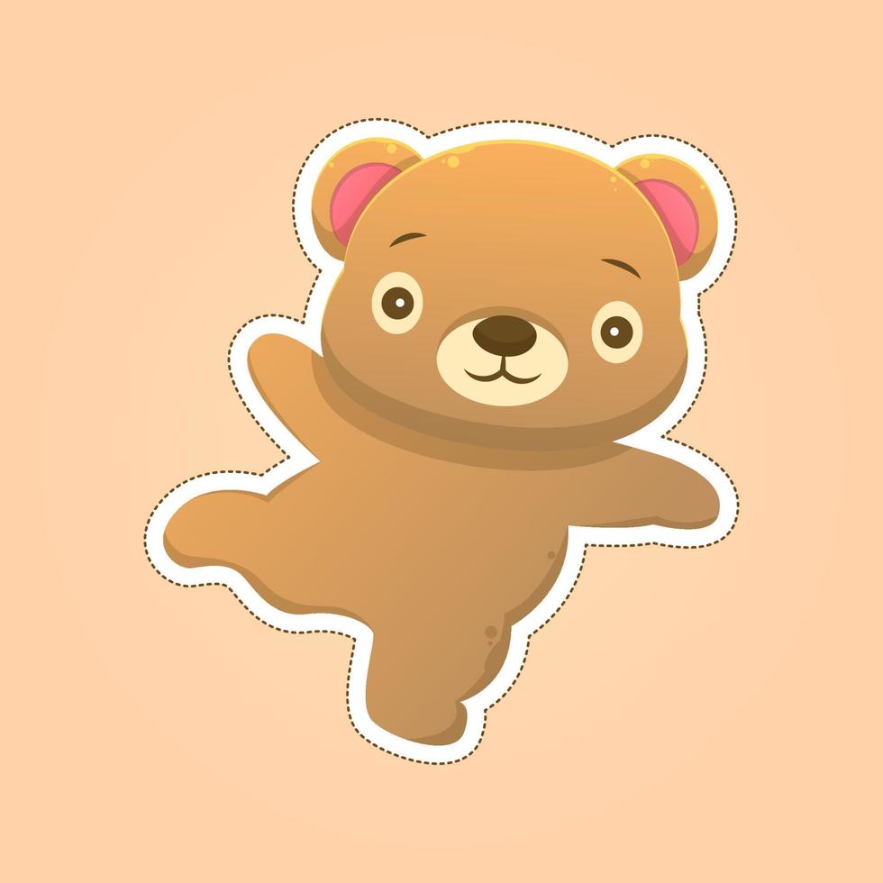 Cute bear sticker cartoon vector