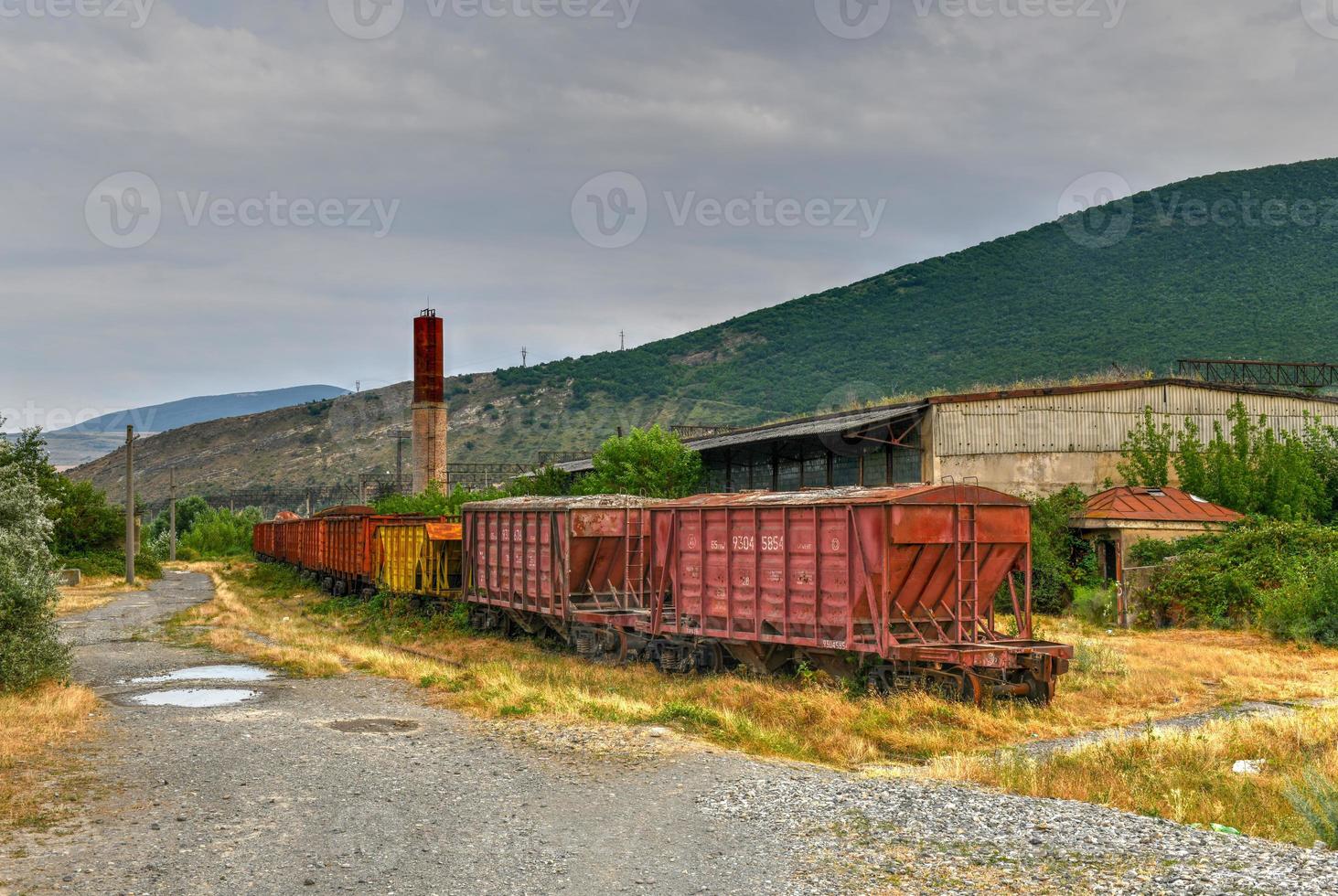 Old Soviet railcars in in the city of Gori, Georgia. photo