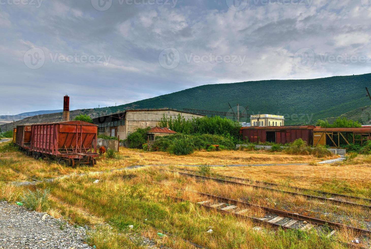 Old Soviet railcars in in the city of Gori, Georgia. photo