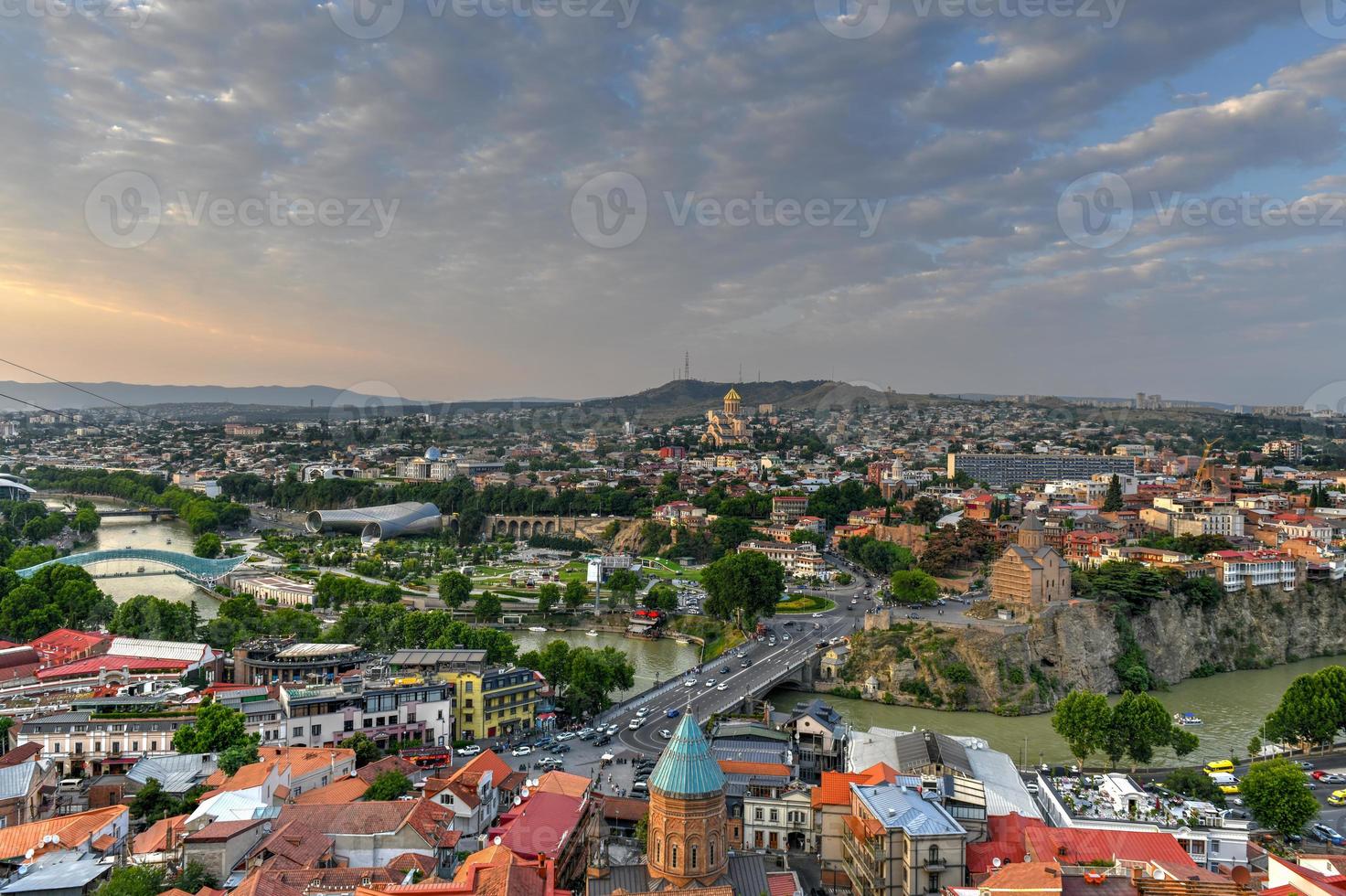 Beautiful panoramic view of Tbilisi from Narikala fortress in Georgia. photo