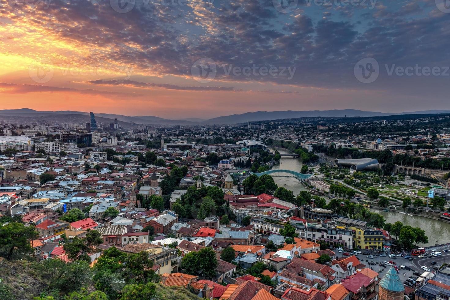 Beautiful panoramic view of Tbilisi from Narikala fortress in Georgia. photo