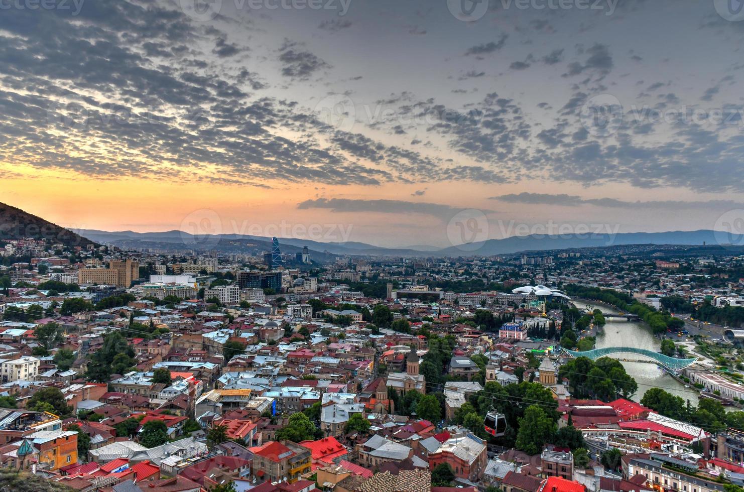 Beautiful panoramic view of Tbilisi from Narikala fortress in Georgia. photo