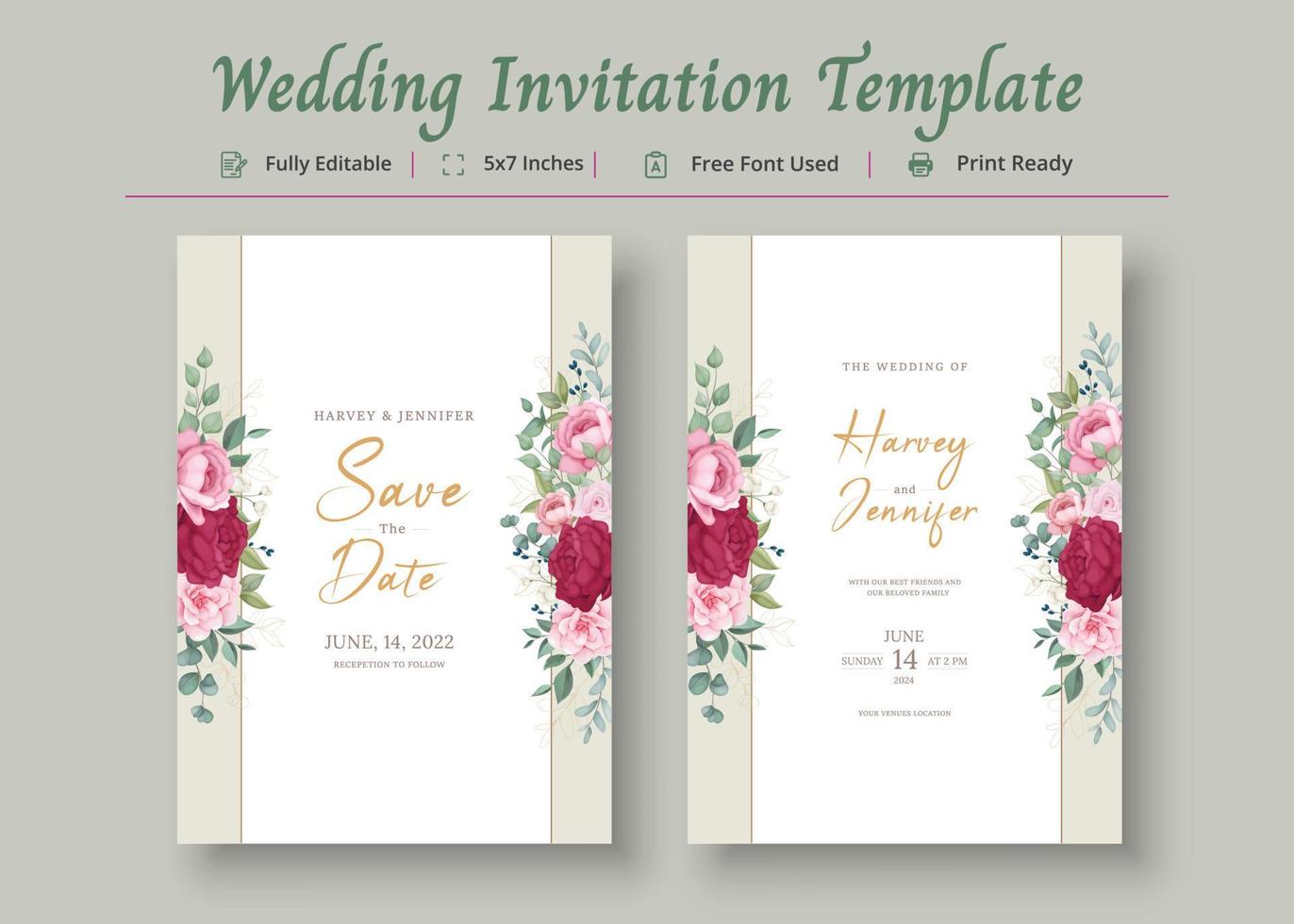 Wedding Invitation Card Template, Invitation Card Poster vector