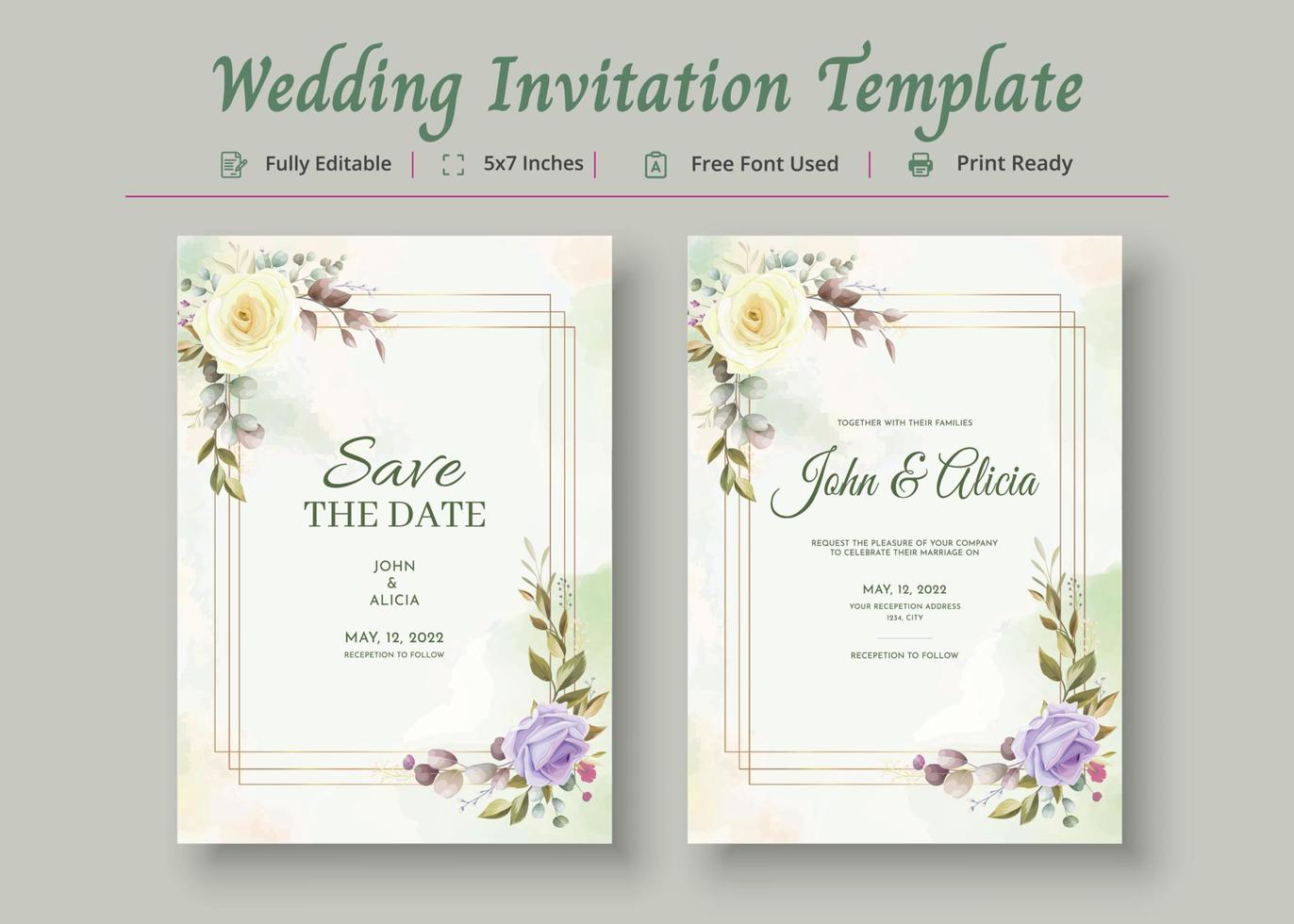 Wedding Invitation Card Template, Invitation Card Poster vector