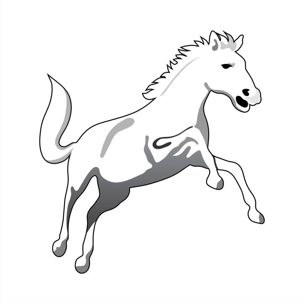 Silhouette of a white horse on a white background vector