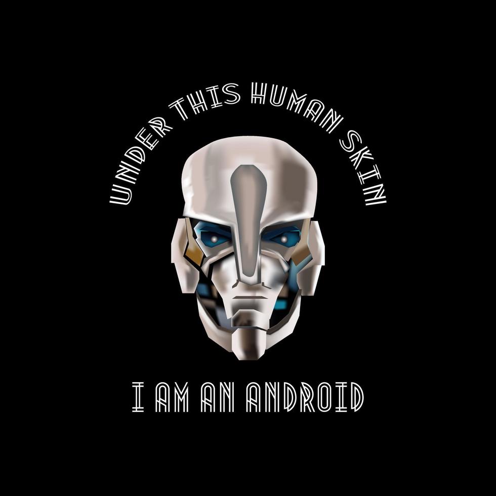 camiseta androide robot vector
