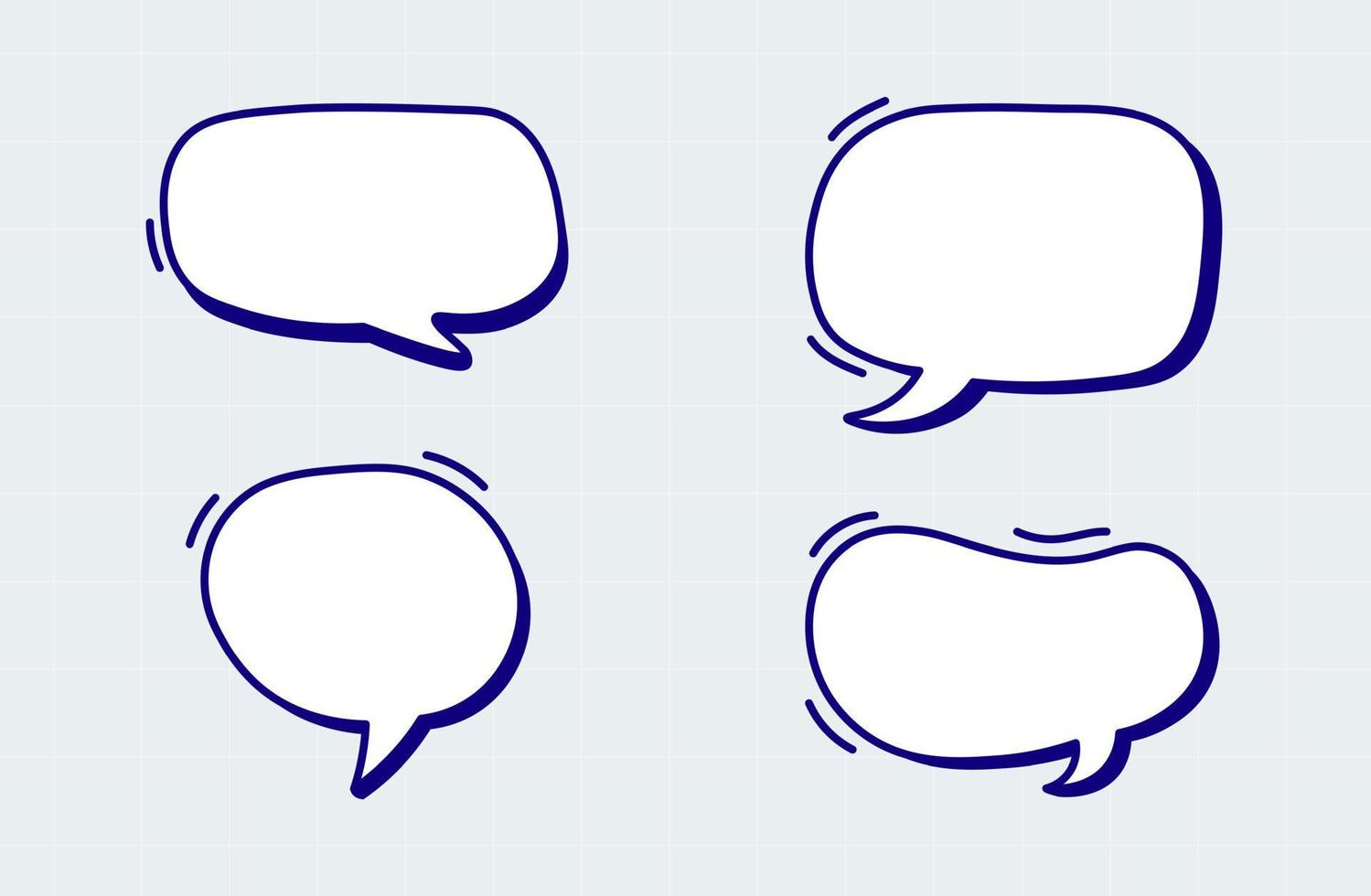 Chat bubble with hand drawn design style. Minimal blank chat boxes sign. vector