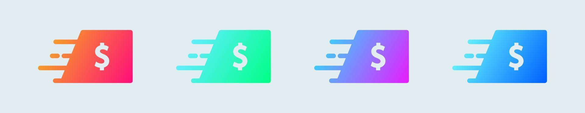 Send money solid icon in gradient colors. Payment signs vector illustration.
