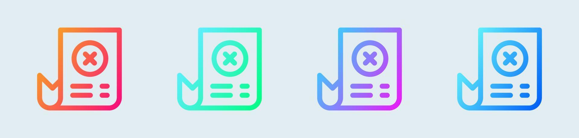 Failed transaction line icon in gradient colors. Error signs vector illustration.