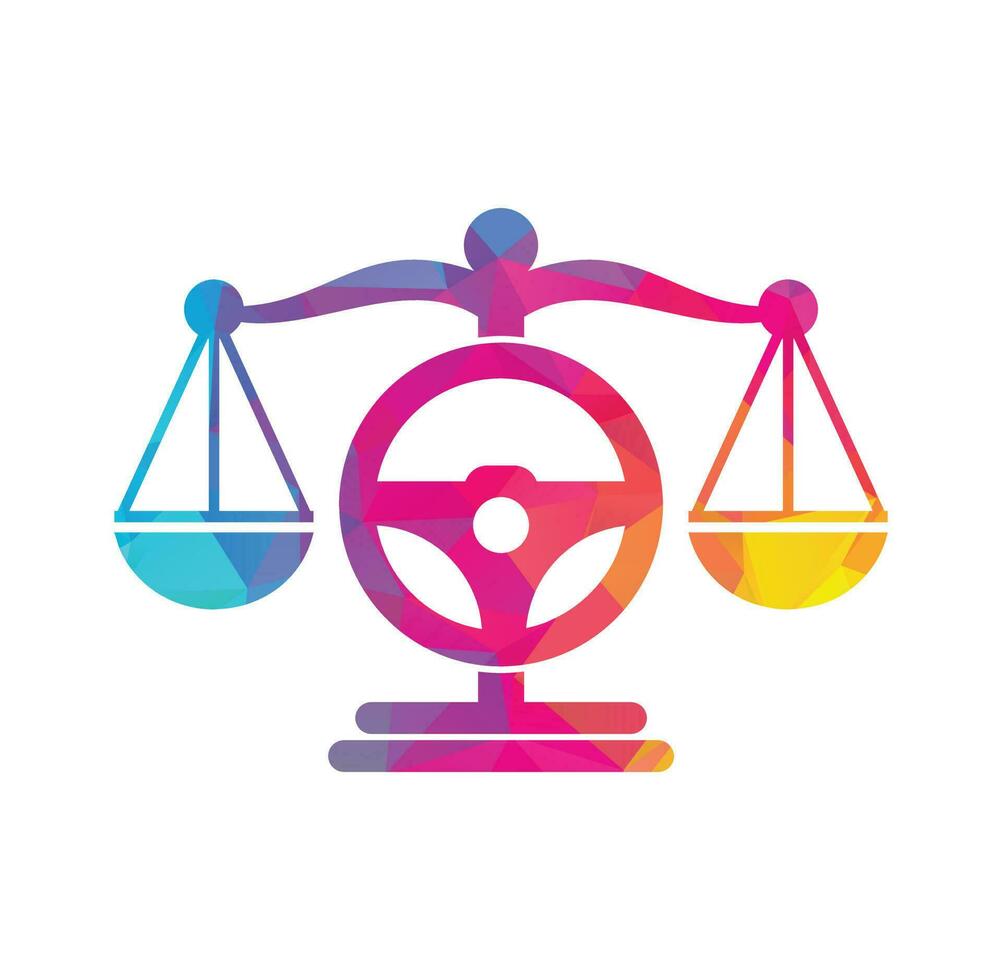Transport law vector logo design template. Steering and balance icon design.