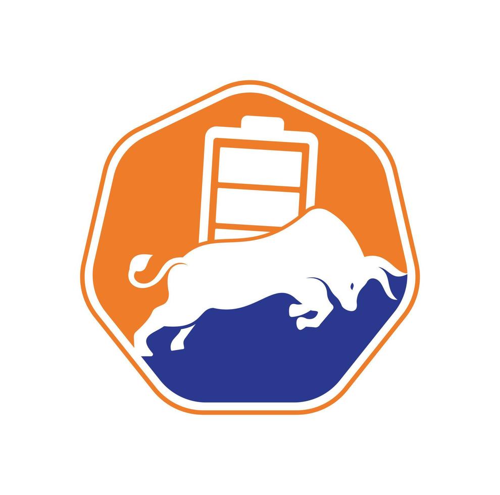 plantilla de diseño de logotipo de vector de batería de toro. concepto de logotipo de energía fuerte.