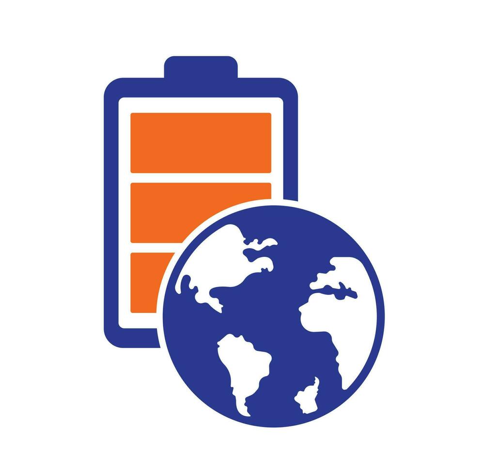 Global energy vector logo design template. Globe and battery icon design.