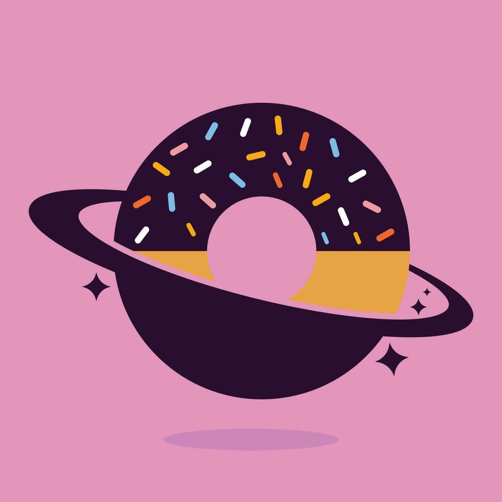 diseño de plantilla de logotipo de donuts de planeta. plantilla de diseño de logotipo de panadería única. vector