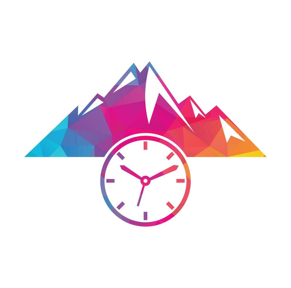 Time Mountain Logo Icon Design. Adventure time logo template illustration. vector