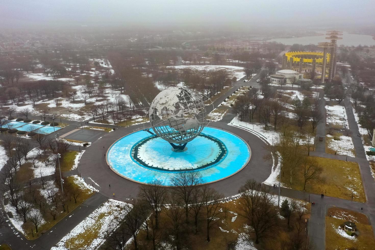 Queens, New York - March 10 2019 -  The iconic Unisphere in Flushing Meadows Corona Pk. in Queens. The 12 story structure was commissioned for the 1964 NYC World's Fair. photo