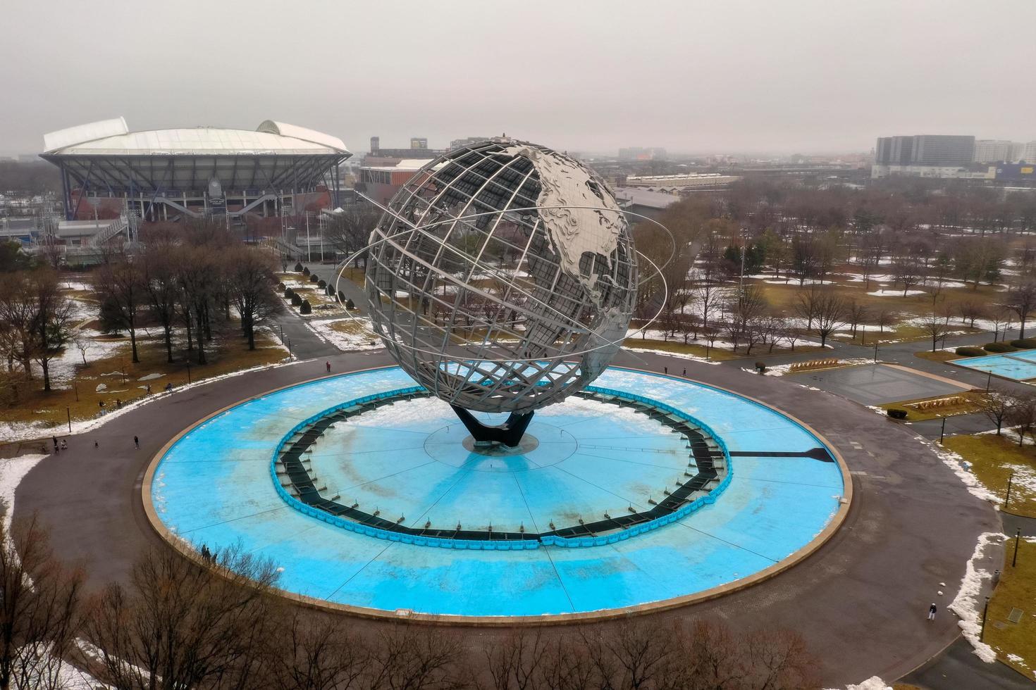 Queens, New York - March 10 2019 -  The iconic Unisphere in Flushing Meadows Corona Pk. in Queens. The 12 story structure was commissioned for the 1964 NYC World's Fair. photo