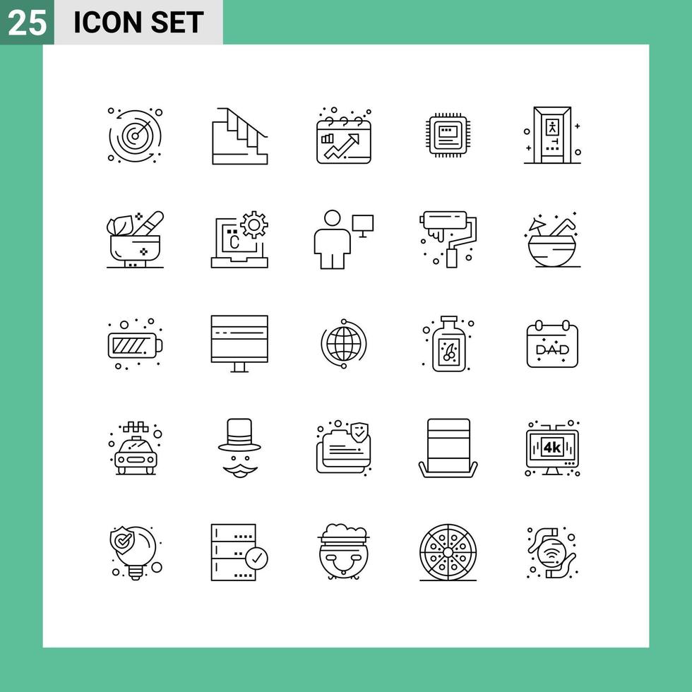Modern Set of 25 Lines and symbols such as bath bathroom chart hardware storage Editable Vector Design Elements