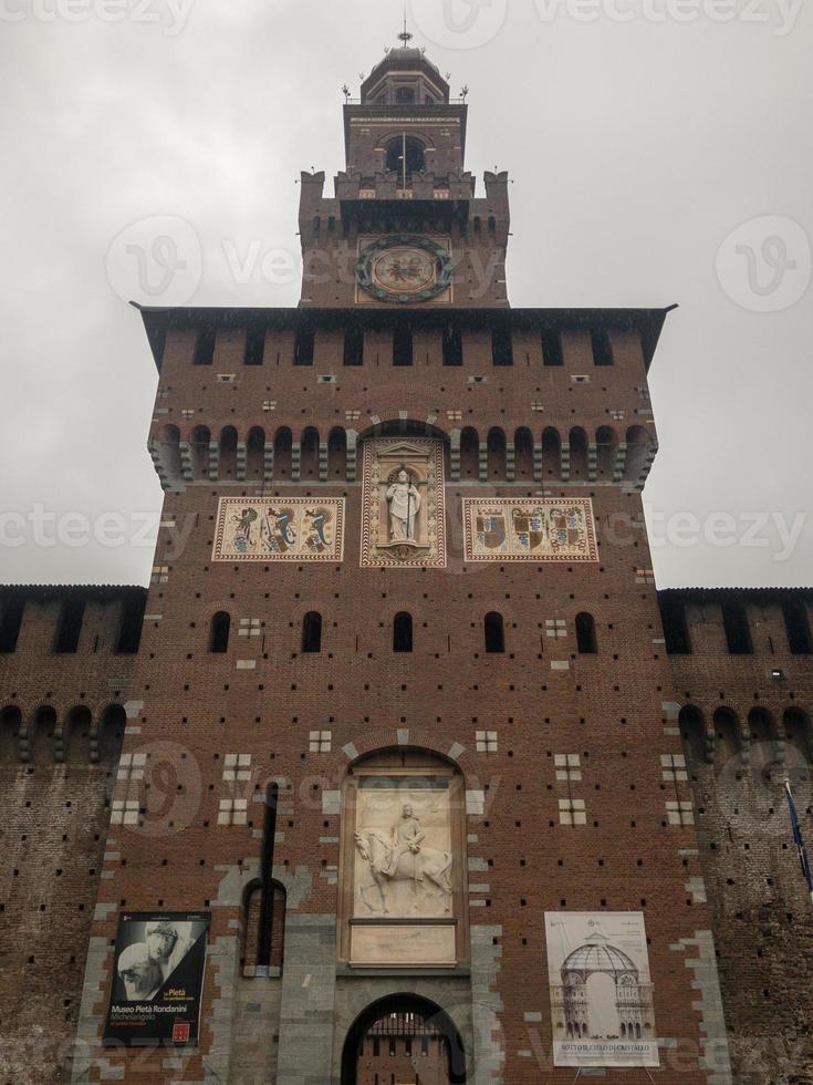 Sforza Castle in Milan, Italy. The castle was built in the 15th century by Sforza, Duke of Milan. It is one of the main landmarks of Milan. photo