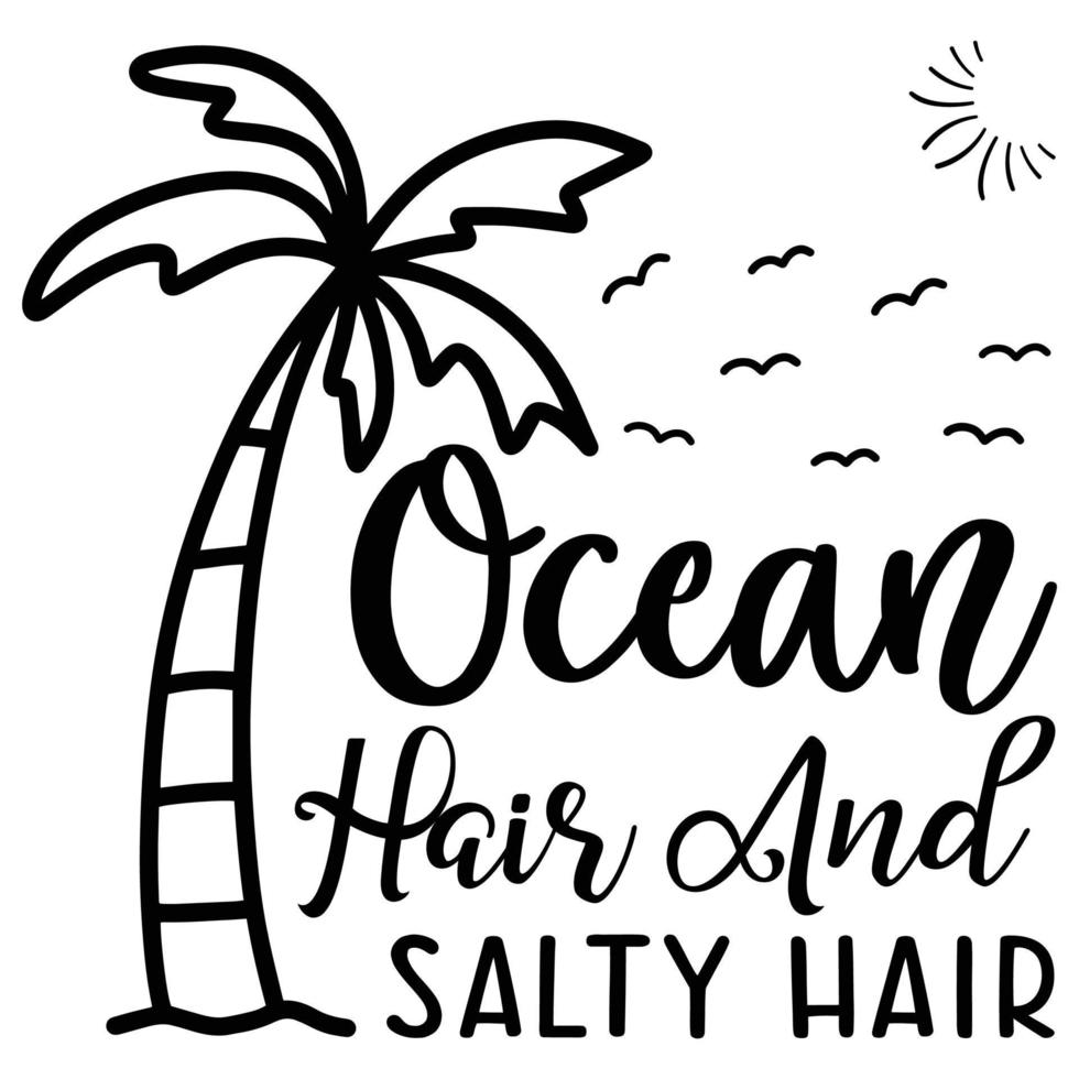 diseño de camisa de pelo oceánico y pelo salado para imprimir vector